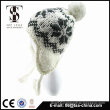 100% acrylic jacquard knitted beanie hat in winter